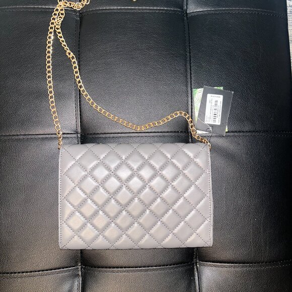 Badgley Mischka Gray Crossbody Bag with Gold Chain - Picture 4 of 4